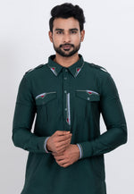 Load image into Gallery viewer, Teal Viscose Pathani Suit

