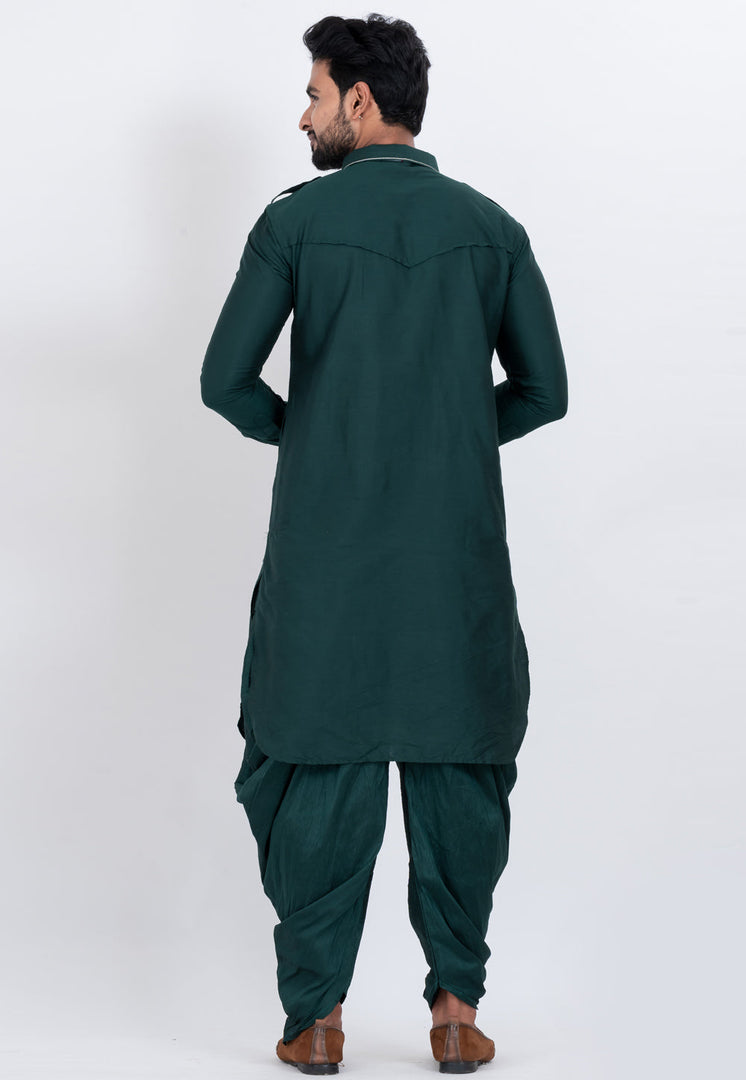 Teal Viscose Pathani Suit