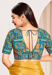 Teal Viscose Rayon Readymade Blouse