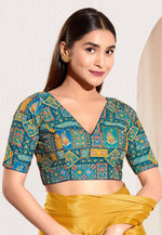 Load image into Gallery viewer, Teal Viscose Rayon Readymade Blouse
