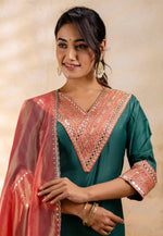 Load image into Gallery viewer, Teal Viscose Rayon Readymade Pakistani Suit
