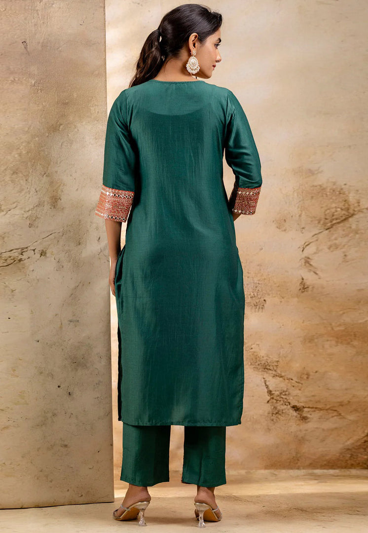 Teal Viscose Rayon Readymade Pakistani Suit