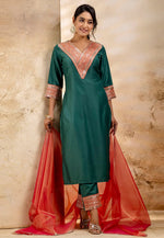 Load image into Gallery viewer, Teal Viscose Rayon Readymade Pakistani Suit
