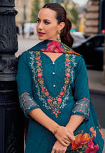 Load image into Gallery viewer, Teal Viscose Readymade Pakistani Suit
