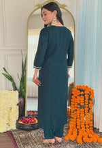 Load image into Gallery viewer, Teal Viscose Readymade Pakistani Suit
