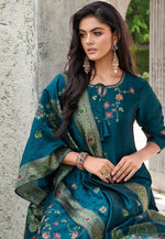 Load image into Gallery viewer, Teal Viscose Readymade Pakistani Suit
