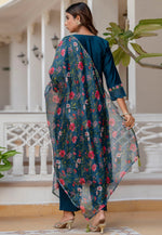 Load image into Gallery viewer, Teal Viscose Readymade Pant Style Suit
