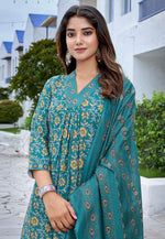 Load image into Gallery viewer, Teal Viscose Readymade Pant Style Suit
