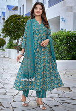 Load image into Gallery viewer, Teal Viscose Readymade Pant Style Suit

