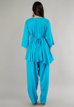 Load image into Gallery viewer, Turquoise Rayon Readymade Patiala Suit
