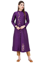 Load image into Gallery viewer, Violet Art Silk Kurta Set With Pent
