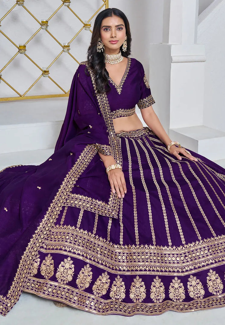 Violet Art Silk Lehenga Choli