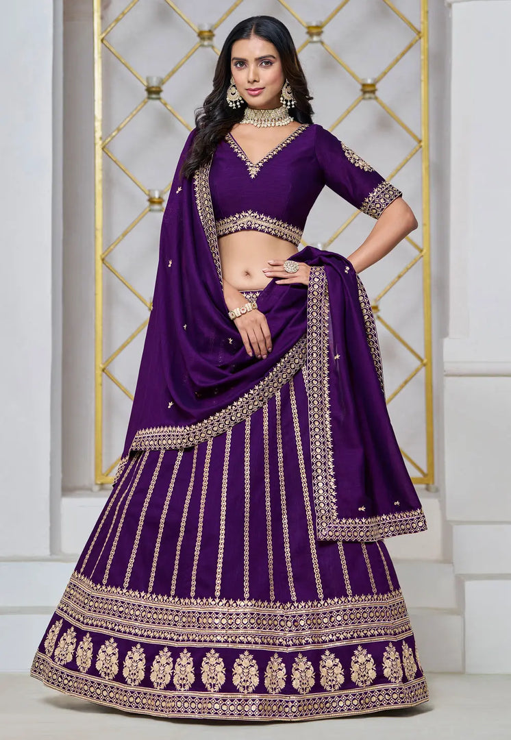 Violet Art Silk Lehenga Choli