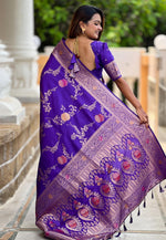 Load image into Gallery viewer, Violet Banarasi Silk Saree
