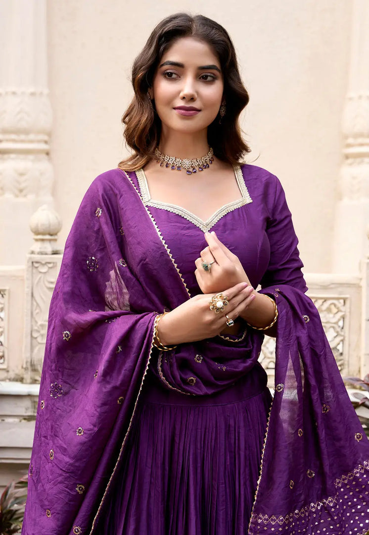 Violet Chanderi Lehenga Choli