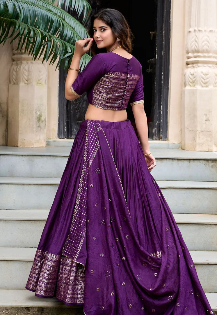 Violet Chanderi Lehenga Choli