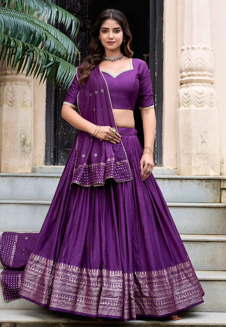 Violet Chanderi Lehenga Choli