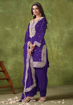 Load image into Gallery viewer, Violet Chanderi Silk Patiala Suit
