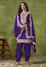 Load image into Gallery viewer, Violet Chanderi Silk Patiala Suit
