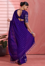 Load image into Gallery viewer, Violet Chiffon Saree With Blouse