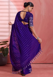 Violet Chiffon Saree With Blouse