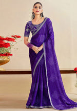 Load image into Gallery viewer, Violet Chiffon Saree With Blouse
