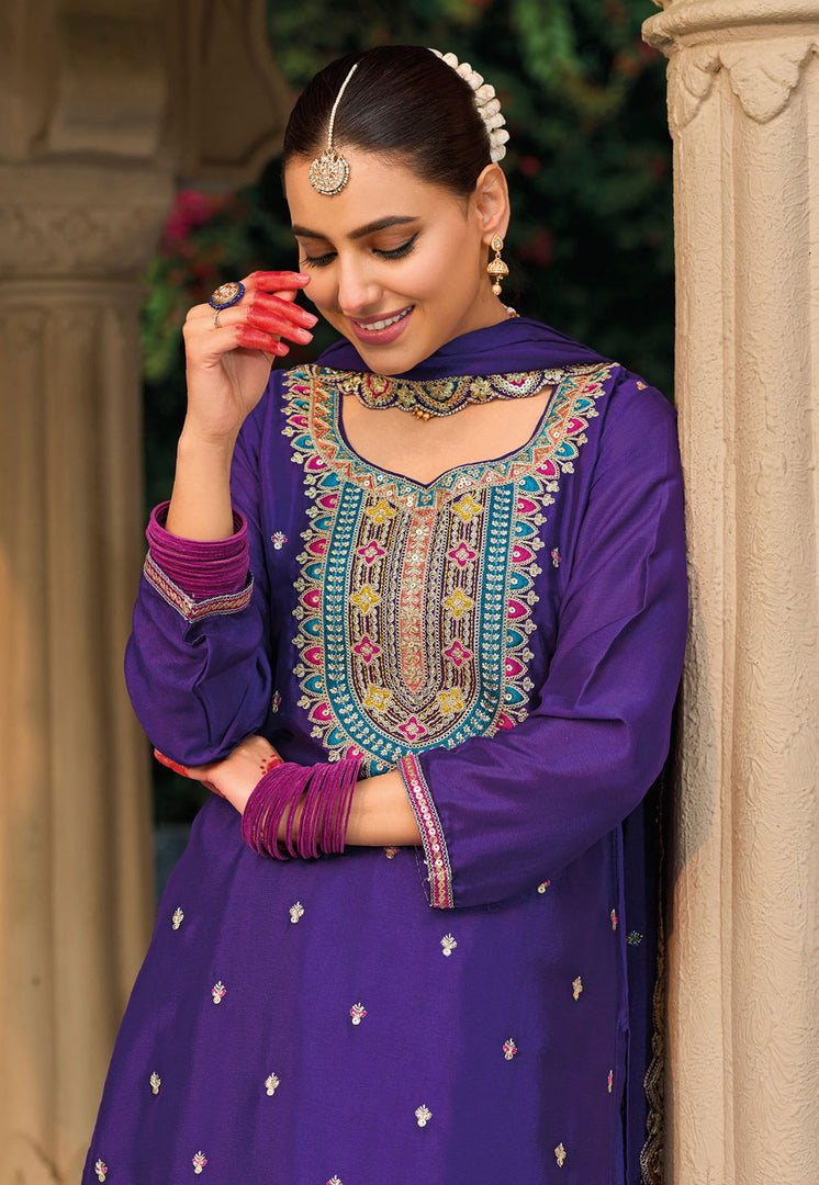 Violet Chinon Palazzo Suit