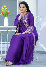 Load image into Gallery viewer, Violet Chinon Readymade Long Anarkali Suit
