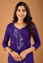 Load image into Gallery viewer, Violet Cotton Kurta Set With Pant
