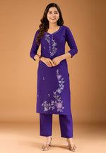 Load image into Gallery viewer, Violet Cotton Kurta Set With Pant
