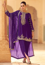 Load image into Gallery viewer, Violet Crepe Silk Dhoti Style Suit
