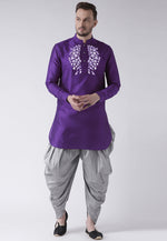 Load image into Gallery viewer, Violet Dupion Silk Dhoti Kurta

