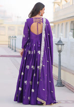Load image into Gallery viewer, Violet Faux Georgette Readymade Long Anarkali Suit
