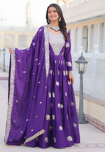 Load image into Gallery viewer, Violet Faux Georgette Readymade Long Anarkali Suit
