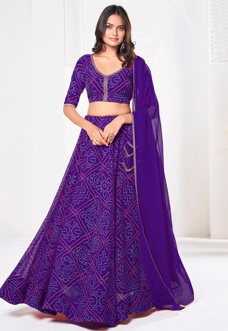 Violet Georgette A Line Lehenga Choli