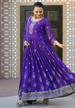 Load image into Gallery viewer, Violet Georgette Readymade Anarkali Suit
