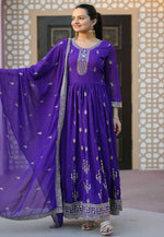Load image into Gallery viewer, Violet Georgette Readymade Anarkali Suit

