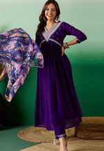 Load image into Gallery viewer, Violet Georgette Readymade Anarkali Suit
