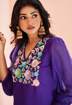 Load image into Gallery viewer, Violet Organza Kurta Set With Pent
