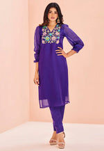 Load image into Gallery viewer, Violet Organza Kurta Set With Pent
