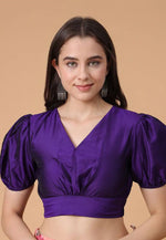 Load image into Gallery viewer, Violet Satin Silk Readymade Blouse
