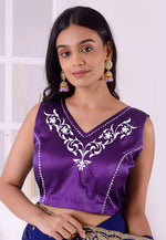 Load image into Gallery viewer, Violet Satin Silk Readymade Blouse
