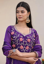 Load image into Gallery viewer, Violet Silk Anarkali Suit
