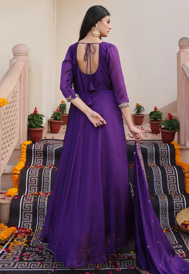 Violet Silk Anarkali Suit