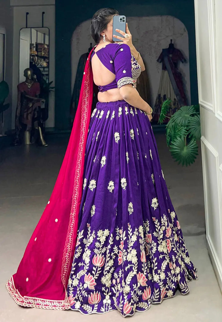 Violet Silk Circular Lehenga Choli