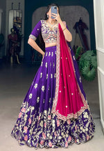 Load image into Gallery viewer, Violet Silk Circular Lehenga Choli

