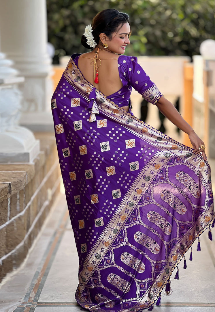 Violet Silk Saree With Blouse