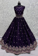 Load image into Gallery viewer, Violet Silk Wedding Lehenga Choli
