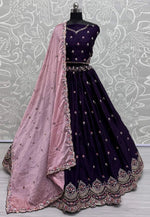 Load image into Gallery viewer, Violet Silk Wedding Lehenga Choli
