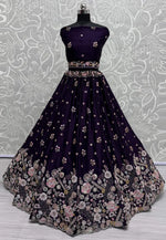 Load image into Gallery viewer, Violet Silk Wedding Lehenga Choli
